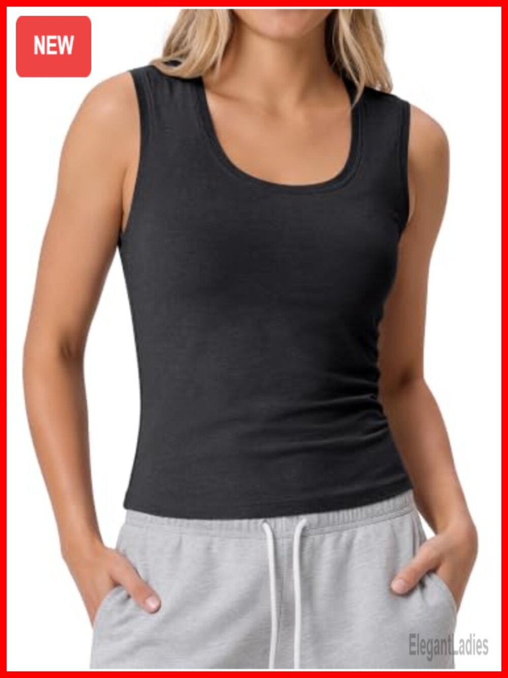 ODODOS Performance Scoop Neck Tank Top Ultra Soft Fitted Sleeveless Shirt